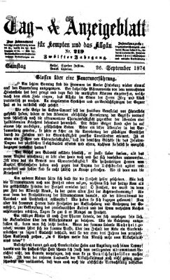 Tag- und Anzeigeblatt für Kempten und das Allgäu Samstag 26. September 1874