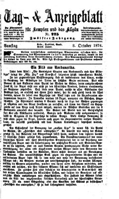 Tag- und Anzeigeblatt für Kempten und das Allgäu Samstag 3. Oktober 1874