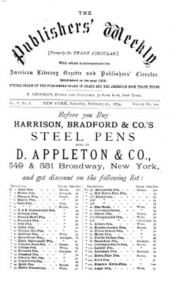 Publishers' weekly Samstag 21. Februar 1874