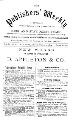 Publishers' weekly Samstag 3. Oktober 1874