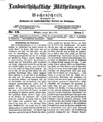 Landwirthschaftliche Mittheilungen Sonntag 18. April 1875