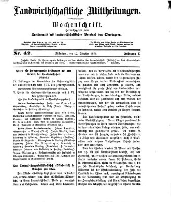 Landwirthschaftliche Mittheilungen Sonntag 17. Oktober 1875