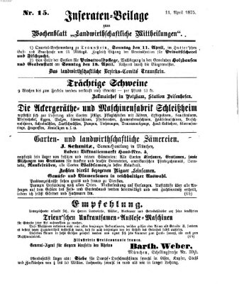 Landwirthschaftliche Mittheilungen Sonntag 11. April 1875
