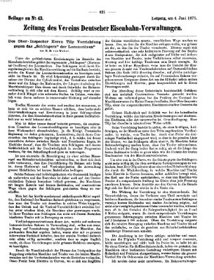 Zeitung des Vereins Deutscher Eisenbahnverwaltungen (Eisenbahn-Zeitung) Freitag 4. Juni 1875