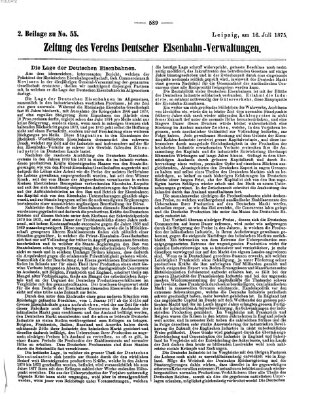 Zeitung des Vereins Deutscher Eisenbahnverwaltungen (Eisenbahn-Zeitung) Freitag 16. Juli 1875