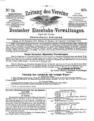 Zeitung des Vereins Deutscher Eisenbahnverwaltungen (Eisenbahn-Zeitung) Montag 20. September 1875