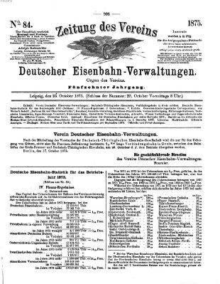 Zeitung des Vereins Deutscher Eisenbahnverwaltungen (Eisenbahn-Zeitung) Montag 25. Oktober 1875