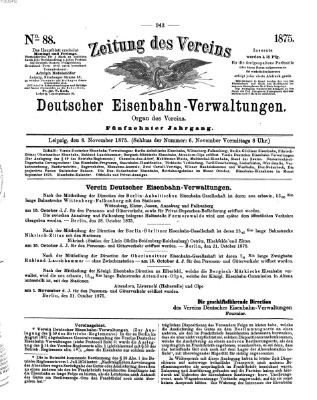 Zeitung des Vereins Deutscher Eisenbahnverwaltungen (Eisenbahn-Zeitung) Montag 8. November 1875