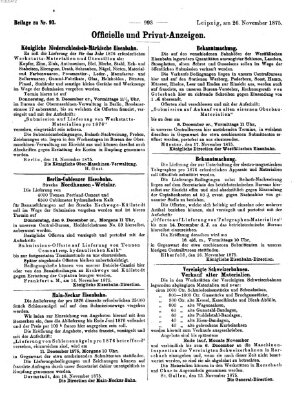 Zeitung des Vereins Deutscher Eisenbahnverwaltungen (Eisenbahn-Zeitung) Freitag 26. November 1875