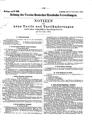Zeitung des Vereins Deutscher Eisenbahnverwaltungen (Eisenbahn-Zeitung) Freitag 31. Dezember 1875