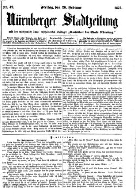 Nürnberger Stadtzeitung (Nürnberger Abendzeitung) Freitag 26. Februar 1875