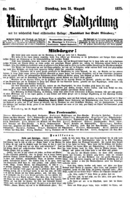 Nürnberger Stadtzeitung (Nürnberger Abendzeitung) Dienstag 31. August 1875