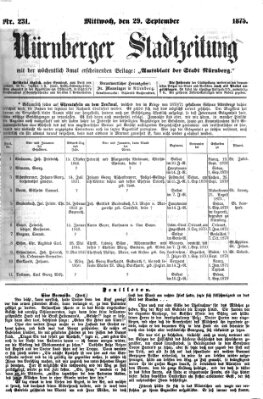 Nürnberger Stadtzeitung (Nürnberger Abendzeitung) Mittwoch 29. September 1875