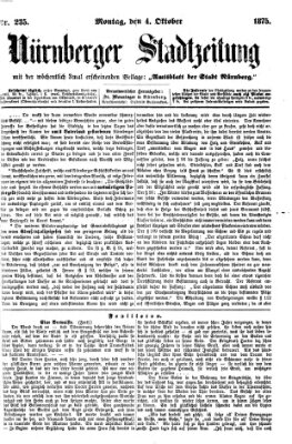 Nürnberger Stadtzeitung (Nürnberger Abendzeitung) Montag 4. Oktober 1875