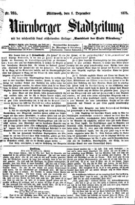 Nürnberger Stadtzeitung (Nürnberger Abendzeitung) Mittwoch 1. Dezember 1875