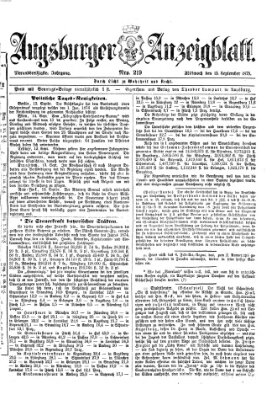 Augsburger Anzeigeblatt Mittwoch 15. September 1875