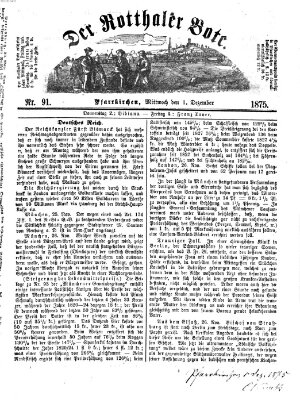Rottaler Bote Mittwoch 1. Dezember 1875