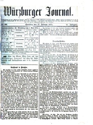Würzburger Journal Samstag 27. Februar 1875