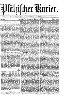 Pfälzischer Kurier Montag 20. September 1875