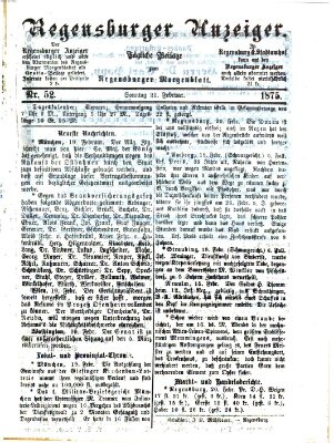 Regensburger Anzeiger Sonntag 21. Februar 1875