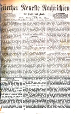 Fürther neueste Nachrichten für Stadt und Land (Fürther Abendzeitung) Dienstag 4. Mai 1875