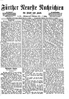 Fürther neueste Nachrichten für Stadt und Land (Fürther Abendzeitung) Mittwoch 15. September 1875