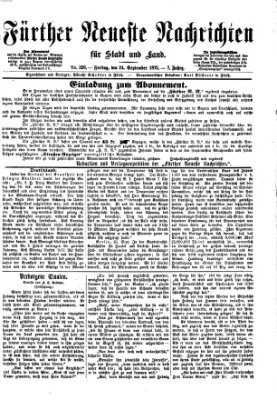 Fürther neueste Nachrichten für Stadt und Land (Fürther Abendzeitung) Freitag 24. September 1875