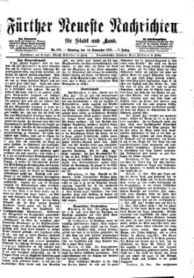 Fürther neueste Nachrichten für Stadt und Land (Fürther Abendzeitung) Sonntag 14. November 1875
