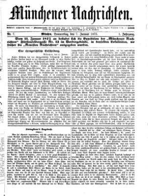 Münchener Nachrichten Donnerstag 7. Januar 1875