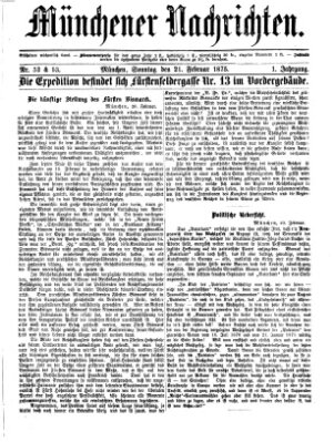 Münchener Nachrichten Sonntag 21. Februar 1875
