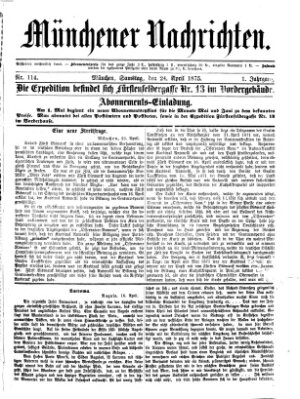 Münchener Nachrichten Samstag 24. April 1875