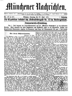 Münchener Nachrichten Sonntag 27. Juni 1875