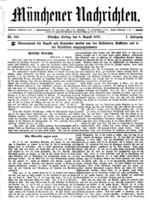 Münchener Nachrichten Freitag 6. August 1875