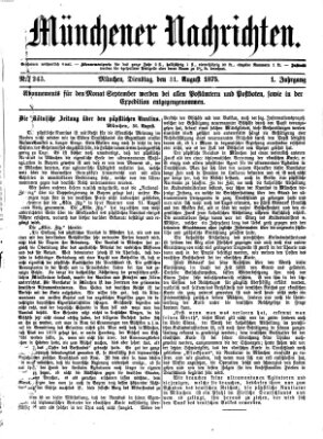 Münchener Nachrichten Dienstag 31. August 1875