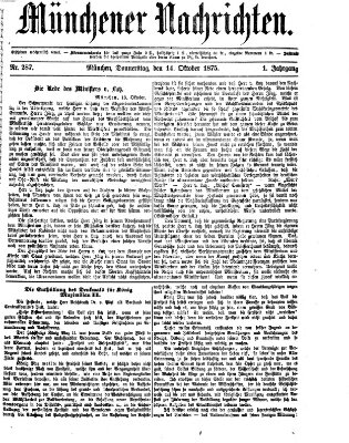Münchener Nachrichten Donnerstag 14. Oktober 1875