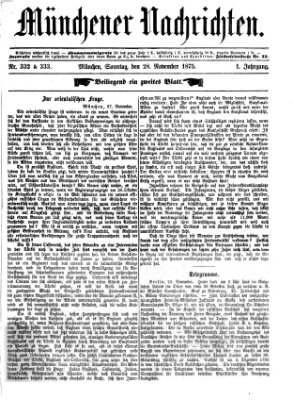 Münchener Nachrichten Sonntag 28. November 1875