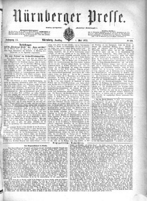 Nürnberger Presse Samstag 1. Mai 1875