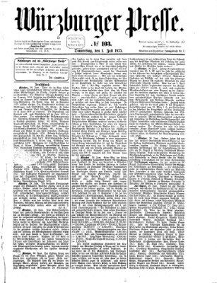 Würzburger Presse Donnerstag 1. Juli 1875