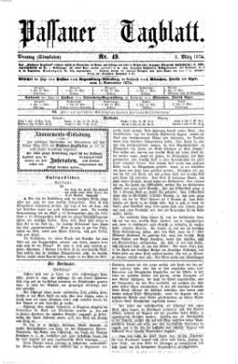 Passauer Tagblatt Dienstag 2. März 1875
