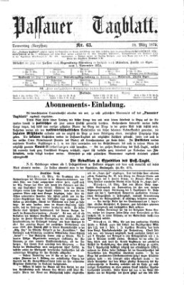 Passauer Tagblatt Donnerstag 18. März 1875