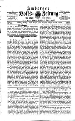 Amberger Volks-Zeitung für Stadt und Land Montag 5. April 1875
