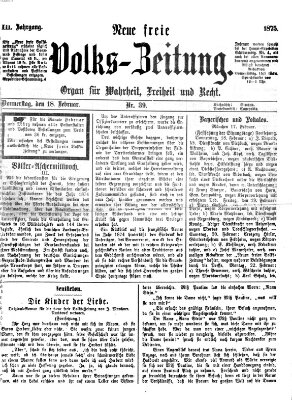 Neue freie Volks-Zeitung Donnerstag 18. Februar 1875