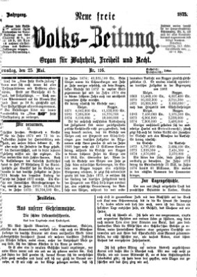 Neue freie Volks-Zeitung Dienstag 25. Mai 1875