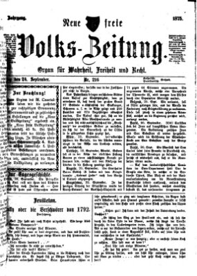 Neue freie Volks-Zeitung Freitag 24. September 1875