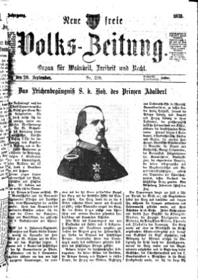Neue freie Volks-Zeitung Sonntag 26. September 1875