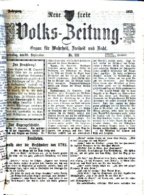 Neue freie Volks-Zeitung Donnerstag 30. September 1875