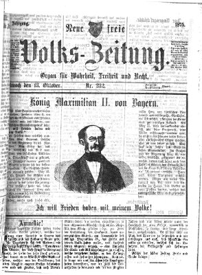 Neue freie Volks-Zeitung Mittwoch 13. Oktober 1875
