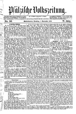 Pfälzische Volkszeitung Dienstag 7. September 1875