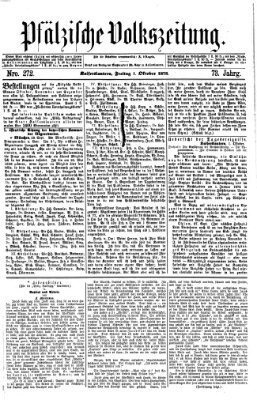 Pfälzische Volkszeitung Freitag 1. Oktober 1875