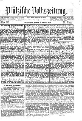 Pfälzische Volkszeitung Samstag 9. Oktober 1875